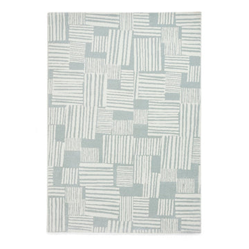 Catherine Lansfield Blocks Modern Geometric Durable Easy-Care Carved High Density Polyproplyene Light Sage Green/Cream Rug-Think Rugs-Rug Love - The Most Loved Rug Store